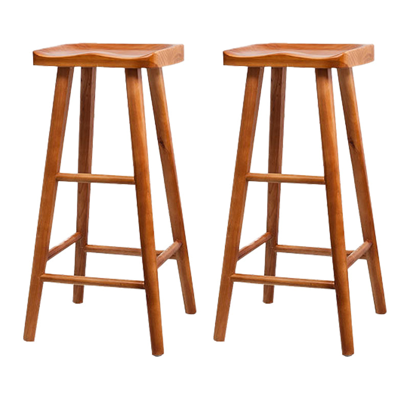 Industrial Solid Wood Counter Stool Saddle Seat Backless Bar Stool Brown 2 Piece Set Clearhalo 'Bar Furniture' 'Bar Stools' 'bar_stools' 'furn' 'furn_bar_stools' 'Furniture' 'Kitchen & Dining Furniture' 6318484