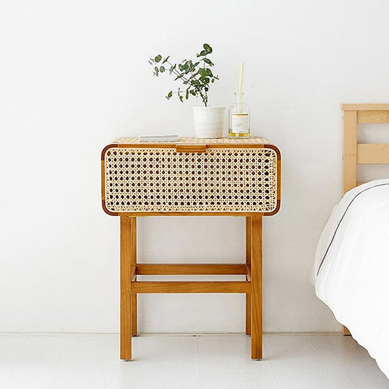 Tavolo da notte rattan moderno comodino minimalista con gambe