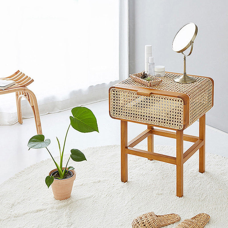 Tavolo da notte rattan moderno comodino minimalista con gambe