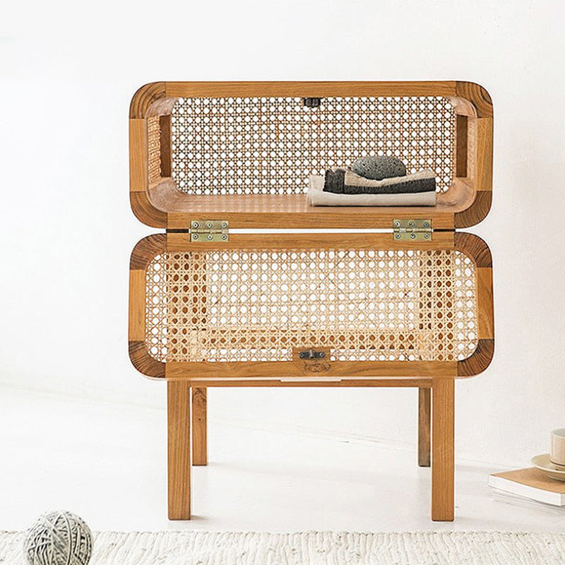 Tavolo da notte rattan moderno comodino minimalista con gambe