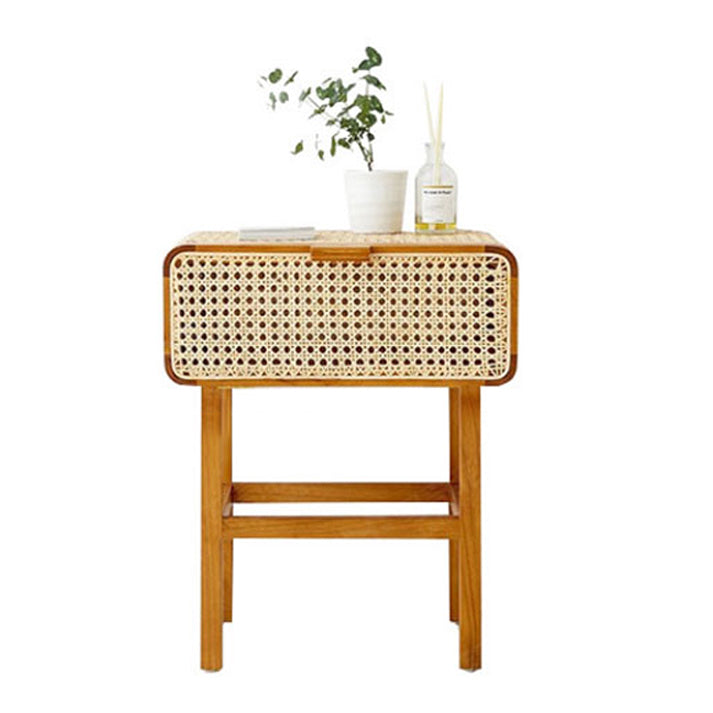 Tavolo da notte rattan moderno comodino minimalista con gambe