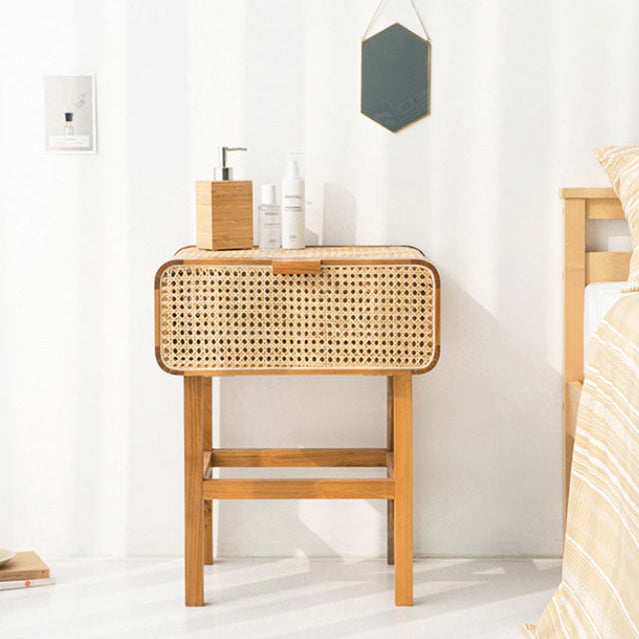 Tavolo da notte rattan moderno comodino minimalista con gambe