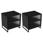 Glass and Metal Bedside Cabinet Modern Minimalist Bedside Table with Legs Black 2 Piece Set Clearhalo 'Bedroom Furniture' 'furn' 'furn_night_stand' 'Furniture' 'night_stand' 'Nightstands' 6318636