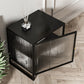Glass and Metal Bedside Cabinet Modern Minimalist Bedside Table with Legs Clearhalo 'Bedroom Furniture' 'furn' 'furn_night_stand' 'Furniture' 'night_stand' 'Nightstands' 6318641