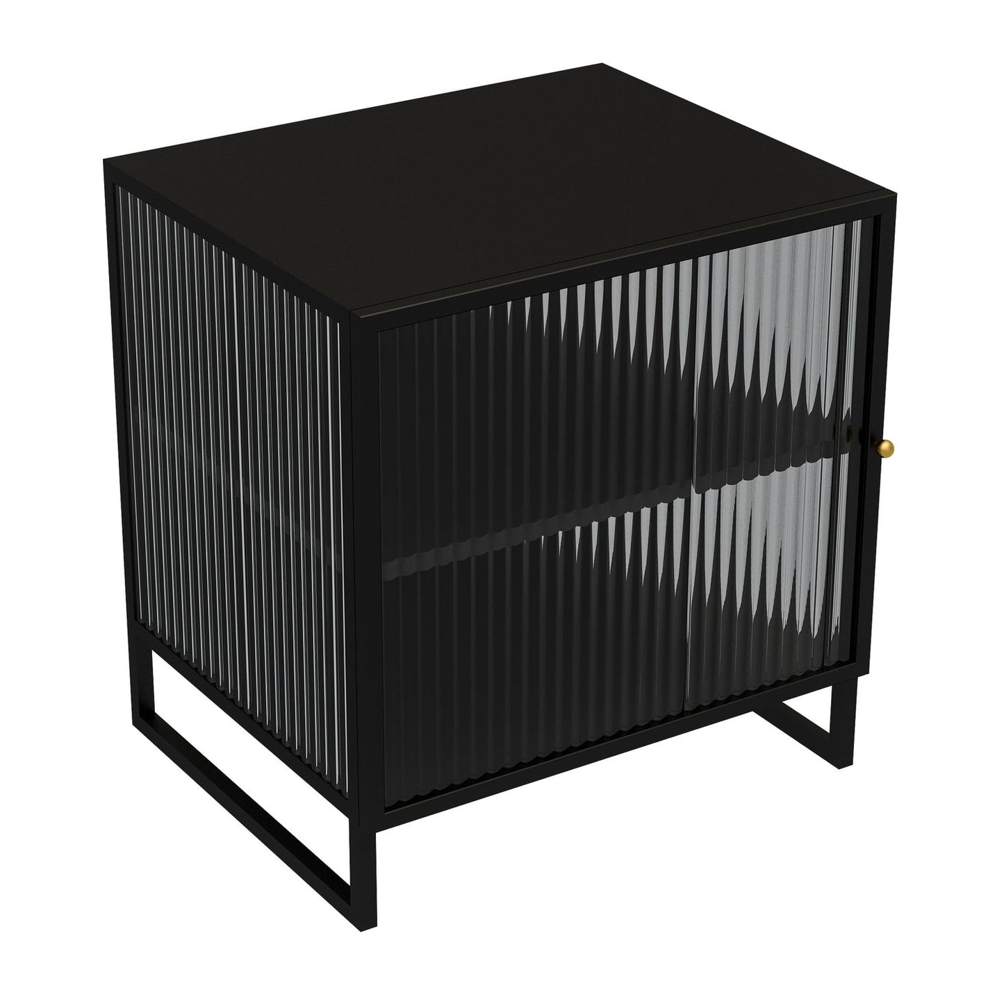 Glass and Metal Bedside Cabinet Modern Minimalist Bedside Table with Legs Clearhalo 'Bedroom Furniture' 'furn' 'furn_night_stand' 'Furniture' 'night_stand' 'Nightstands' 6318642