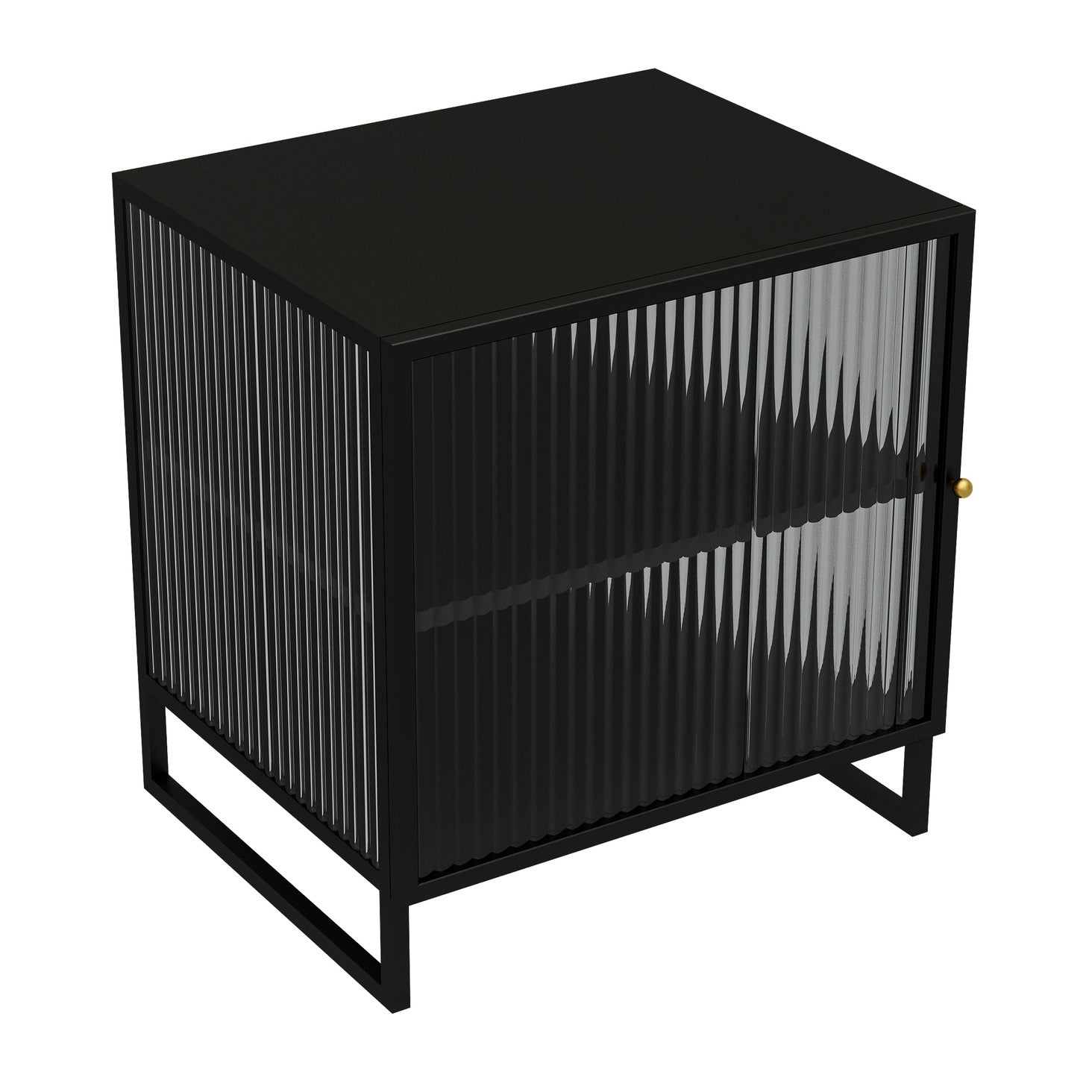 Glass and Metal Bedside Cabinet Modern Minimalist Bedside Table with Legs Clearhalo 'Bedroom Furniture' 'furn' 'furn_night_stand' 'Furniture' 'night_stand' 'Nightstands' 6318642