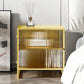 Glass and Metal Bedside Cabinet Modern Minimalist Bedside Table with Legs Clearhalo 'Bedroom Furniture' 'furn' 'furn_night_stand' 'Furniture' 'night_stand' 'Nightstands' 6318652