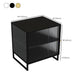 Glass and Metal Bedside Cabinet Modern Minimalist Bedside Table with Legs Clearhalo 'Bedroom Furniture' 'furn' 'furn_night_stand' 'Furniture' 'night_stand' 'Nightstands' 6318653
