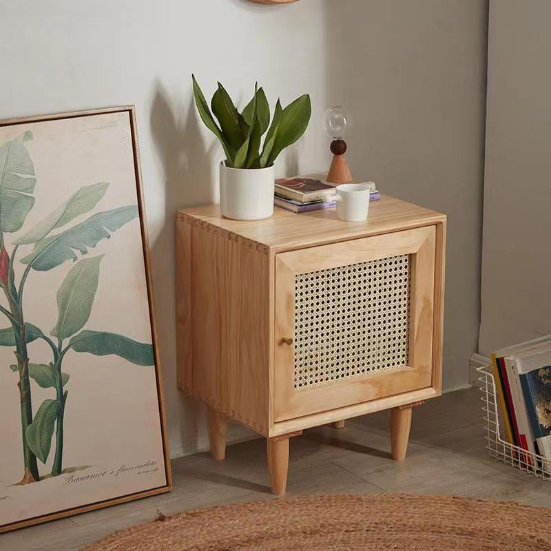 Rattan Bedside Table Modern Minimalist Night Table with Legs Natural 1 Piece Drawer Not Included Clearhalo 'Bedroom Furniture' 'furn' 'furn_night_stand' 'Furniture' 'night_stand' 'Nightstands' 6318655