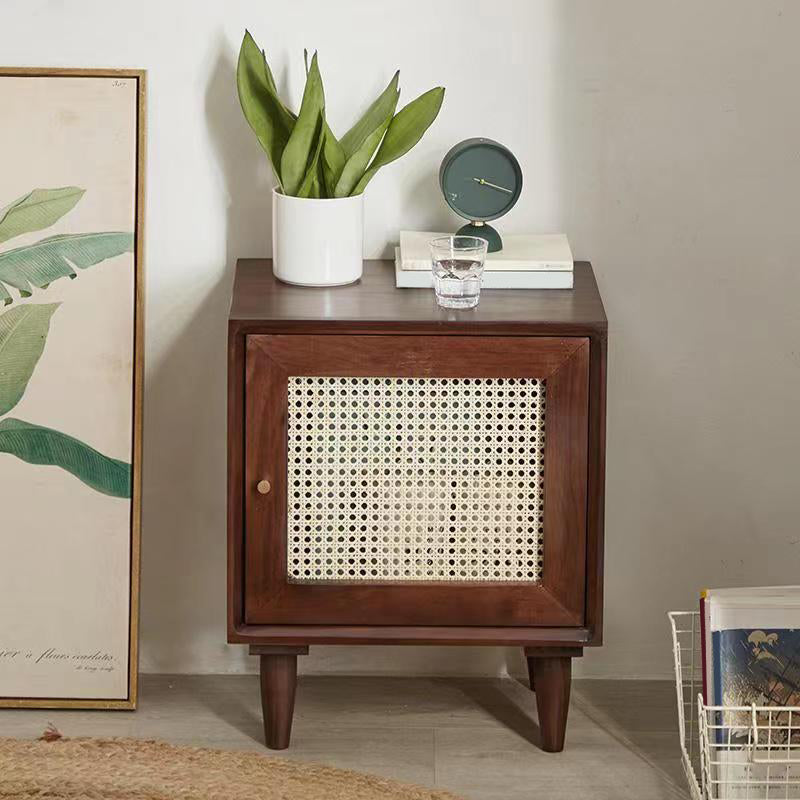 Rattan Bedside Table Modern Minimalist Night Table with Legs Nut-Brown 1 Piece Drawer Not Included Clearhalo 'Bedroom Furniture' 'furn' 'furn_night_stand' 'Furniture' 'night_stand' 'Nightstands' 6318656