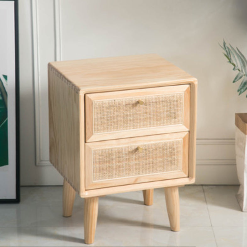 Rattan Bedside Table Modern Minimalist Night Table with Legs Natural 1 Piece 2 Clearhalo 'Bedroom Furniture' 'furn' 'furn_night_stand' 'Furniture' 'night_stand' 'Nightstands' 6318657