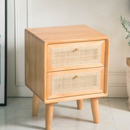 Rattan Bedside Table Modern Minimalist Night Table with Legs Cherry 1 Piece 2 Clearhalo 'Bedroom Furniture' 'furn' 'furn_night_stand' 'Furniture' 'night_stand' 'Nightstands' 6318659