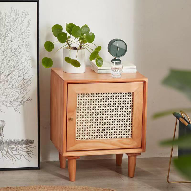 Rattan Bedside Table Modern Minimalist Night Table with Legs Cherry 1 Piece Drawer Not Included Clearhalo 'Bedroom Furniture' 'furn' 'furn_night_stand' 'Furniture' 'night_stand' 'Nightstands' 6318660