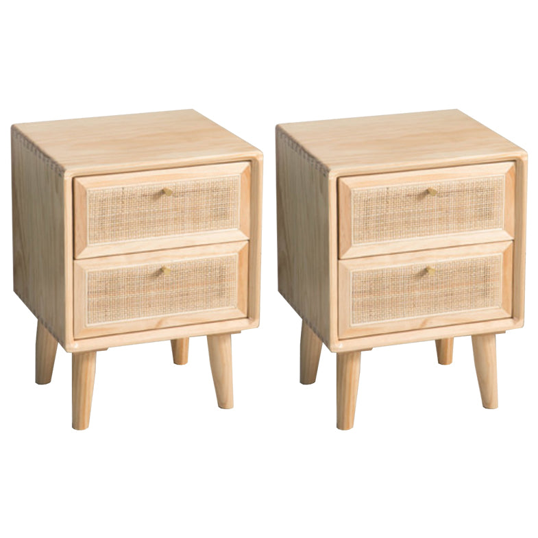 Rattan Bedside Table Modern Minimalist Night Table with Legs Natural 2 Piece Set 2 Clearhalo 'Bedroom Furniture' 'furn' 'furn_night_stand' 'Furniture' 'night_stand' 'Nightstands' 6318663
