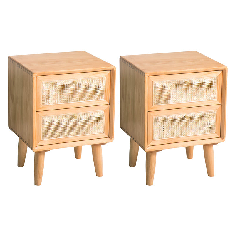 Rattan Bedside Table Modern Minimalist Night Table with Legs Cherry 2 Piece Set 2 Clearhalo 'Bedroom Furniture' 'furn' 'furn_night_stand' 'Furniture' 'night_stand' 'Nightstands' 6318670