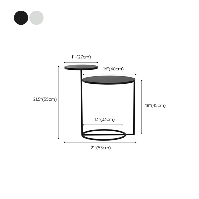 Tavolo di accento metallico comodino tavolo da notte contemporanea in bianco/nero