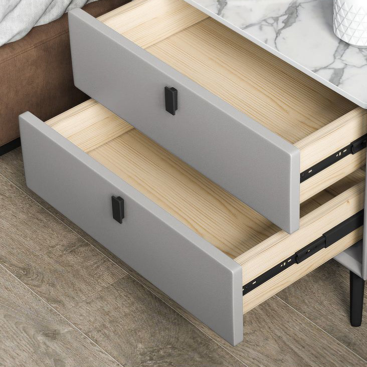Modern Bedside Night Table Stone Top Nightstand with 2-drawers Clearhalo 'Bedroom Furniture' 'furn' 'furn_night_stand' 'Furniture' 'night_stand' 'Nightstands' 6318867