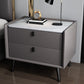 Modern Bedside Night Table Stone Top Nightstand with 2-drawers Gray-Khaki 1 Piece Clearhalo 'Bedroom Furniture' 'furn' 'furn_night_stand' 'Furniture' 'night_stand' 'Nightstands' 6318873