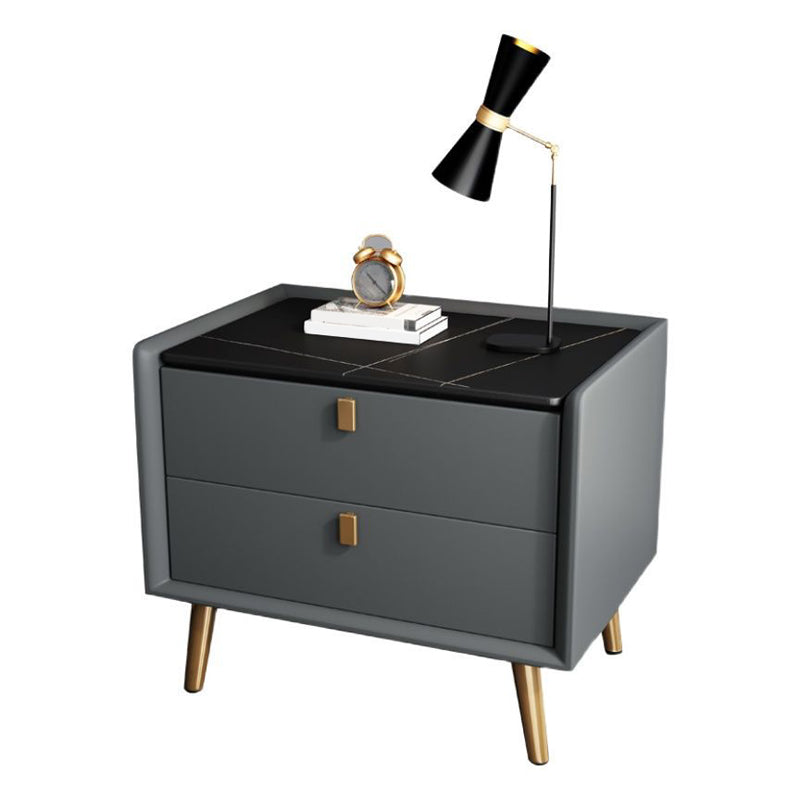 Modern Bedside Night Table Stone Top Nightstand with 2-drawers Clearhalo 'Bedroom Furniture' 'furn' 'furn_night_stand' 'Furniture' 'night_stand' 'Nightstands' 6318877