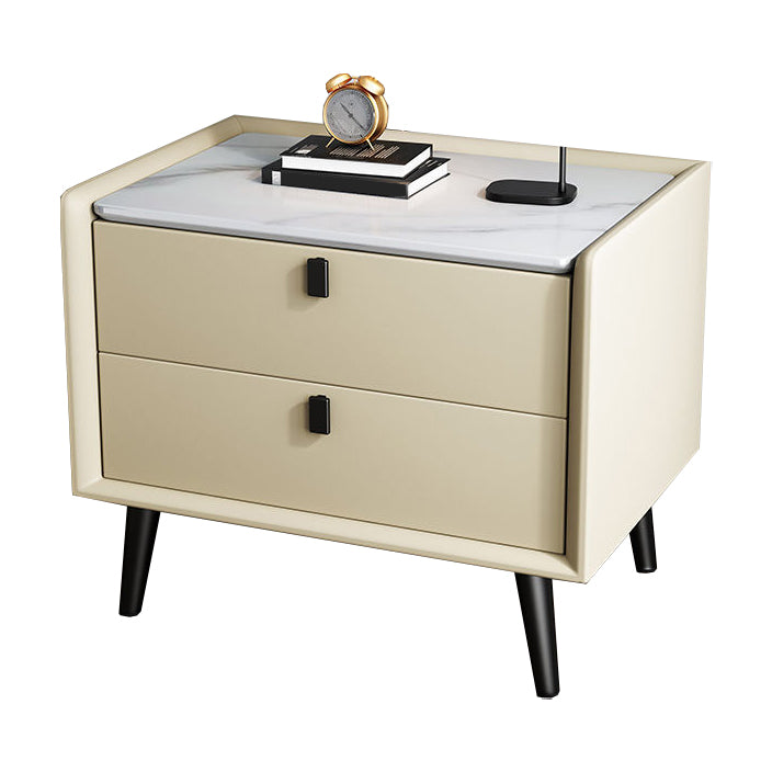 Modern Bedside Night Table Stone Top Nightstand with 2-drawers Clearhalo 'Bedroom Furniture' 'furn' 'furn_night_stand' 'Furniture' 'night_stand' 'Nightstands' 6318883