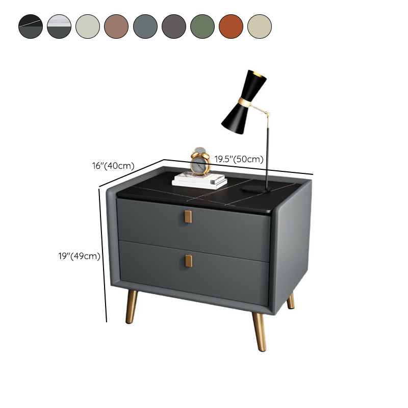 Modern Bedside Night Table Stone Top Nightstand with 2-drawers Clearhalo 'Bedroom Furniture' 'furn' 'furn_night_stand' 'Furniture' 'night_stand' 'Nightstands' 6318893