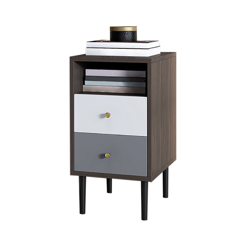 Contemporary Bed Nightstand Open Storage Night Table with 2 Drawers Clearhalo 'Bedroom Furniture' 'furn' 'furn_night_stand' 'Furniture' 'night_stand' 'Nightstands' 6318901