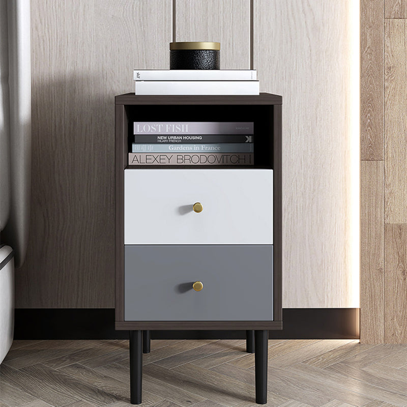 Contemporary Bed Nightstand Open Storage Night Table with 2 Drawers Clearhalo 'Bedroom Furniture' 'furn' 'furn_night_stand' 'Furniture' 'night_stand' 'Nightstands' 6318906