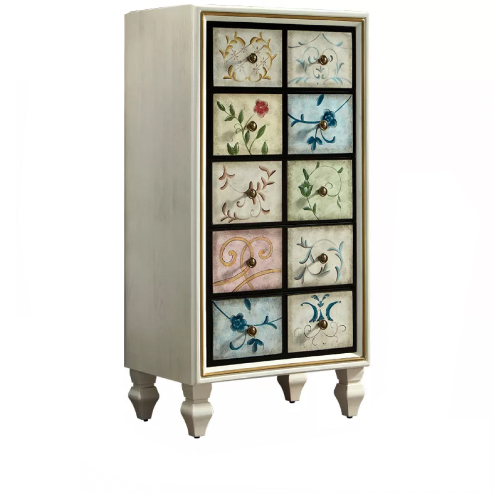 American Traditional Storage Chest Dresser Wooden Storage Chest with Drawers 24"L x 16"W x 47"H Off-White Clearhalo 'Bedroom Furniture' 'Dressers & Chests' 'dressers_chests' 'furn' 'furn_dressers_chests' 'Furniture' 6319059