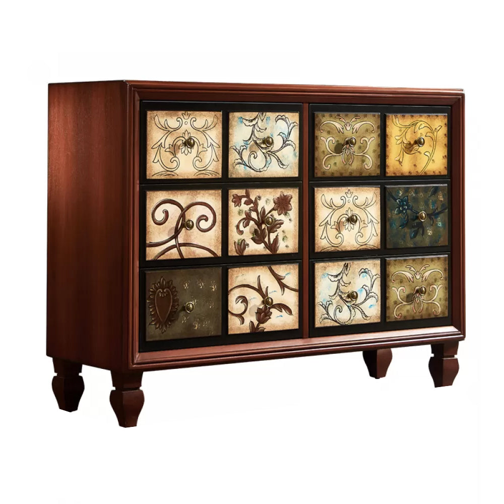 American Traditional Storage Chest Dresser Wooden Storage Chest with Drawers 47"L x 16"W x 35"H Nut-Brown Clearhalo 'Bedroom Furniture' 'Dressers & Chests' 'dressers_chests' 'furn' 'furn_dressers_chests' 'Furniture' 6319072