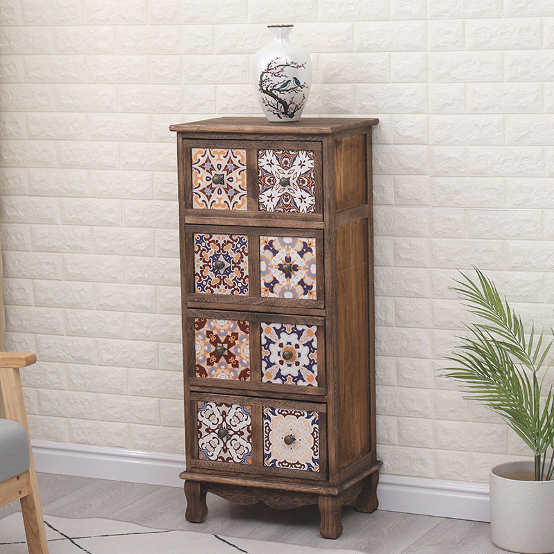 Nautical Bedroom Storage Chest Solid Wood Chest in Brown with Drawers 17"L x 12"W x 39"H Brown Clearhalo 'Bedroom Furniture' 'Dressers & Chests' 'dressers_chests' 'furn' 'furn_dressers_chests' 'Furniture' 6319124