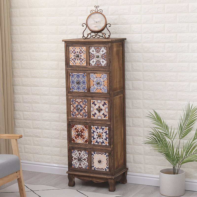Nautical Bedroom Storage Chest Solid Wood Chest in Brown with Drawers 17"L x 12"W x 48"H Brown Clearhalo 'Bedroom Furniture' 'Dressers & Chests' 'dressers_chests' 'furn' 'furn_dressers_chests' 'Furniture' 6319126