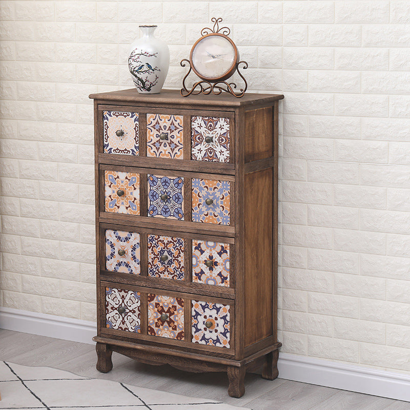 Nautical Bedroom Storage Chest Solid Wood Chest in Brown with Drawers 24"L x 11.8"W x 39.4"H Brown Clearhalo 'Bedroom Furniture' 'Dressers & Chests' 'dressers_chests' 'furn' 'furn_dressers_chests' 'Furniture' 6319130