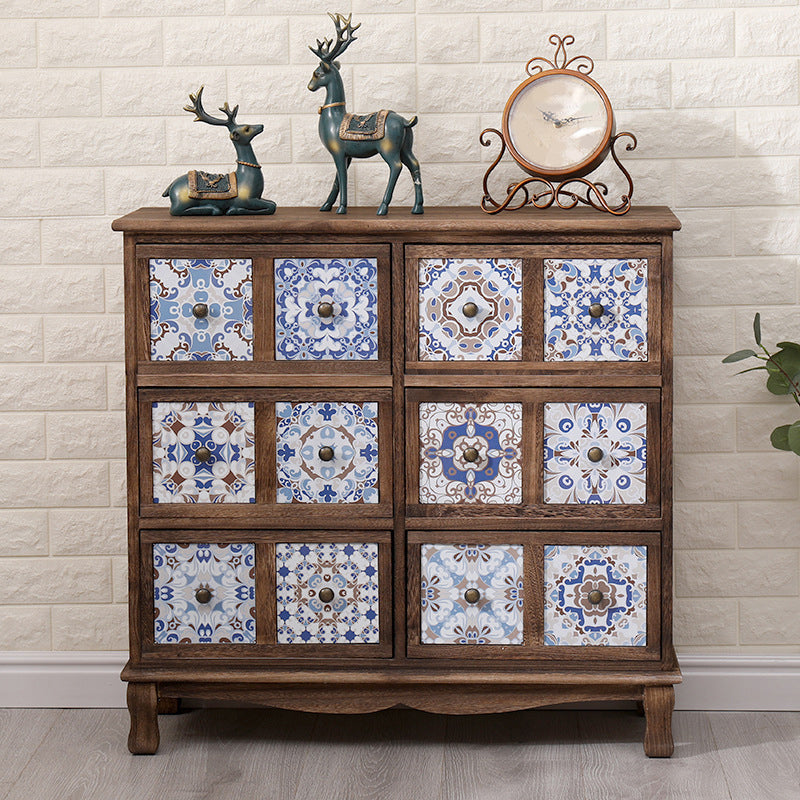 Nautical Bedroom Storage Chest Solid Wood Chest in Brown with Drawers 32"L x 12"W x 31"H Blue-Brown Clearhalo 'Bedroom Furniture' 'Dressers & Chests' 'dressers_chests' 'furn' 'furn_dressers_chests' 'Furniture' 6319142