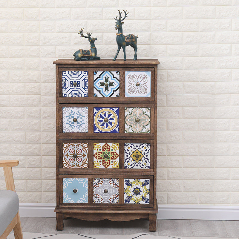 Nautical Bedroom Storage Chest Solid Wood Chest in Brown with Drawers 24"L x 11.8"W x 39.4"H Dark Brown Clearhalo 'Bedroom Furniture' 'Dressers & Chests' 'dressers_chests' 'furn' 'furn_dressers_chests' 'Furniture' 6319146