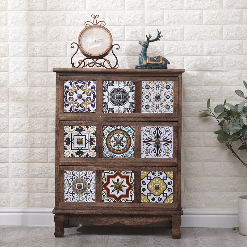 Nautical Bedroom Storage Chest Solid Wood Chest in Brown with Drawers 24"L x 12"W x 31"H White-Brown Clearhalo 'Bedroom Furniture' 'Dressers & Chests' 'dressers_chests' 'furn' 'furn_dressers_chests' 'Furniture' 6319151