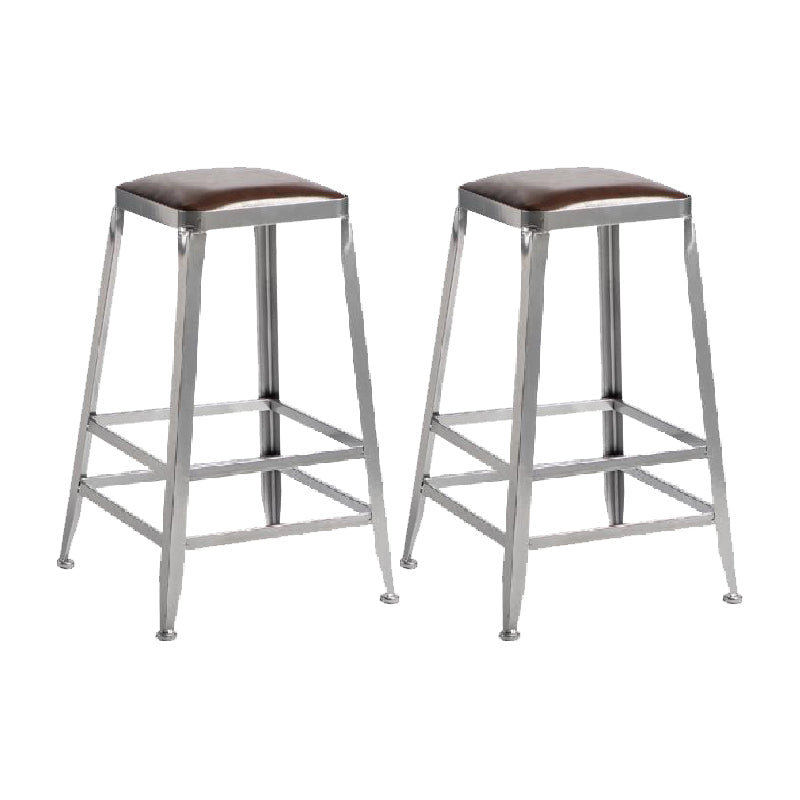 Industrial Iron Counter Height Stools Footrest Bar Stool for Indoor 2 Piece Set Backless Counter Stool(26"H) Clearhalo 'Bar Furniture' 'Bar Stools' 'bar_stools' 'furn' 'furn_bar_stools' 'Furniture' 'Kitchen & Dining Furniture' 6320026