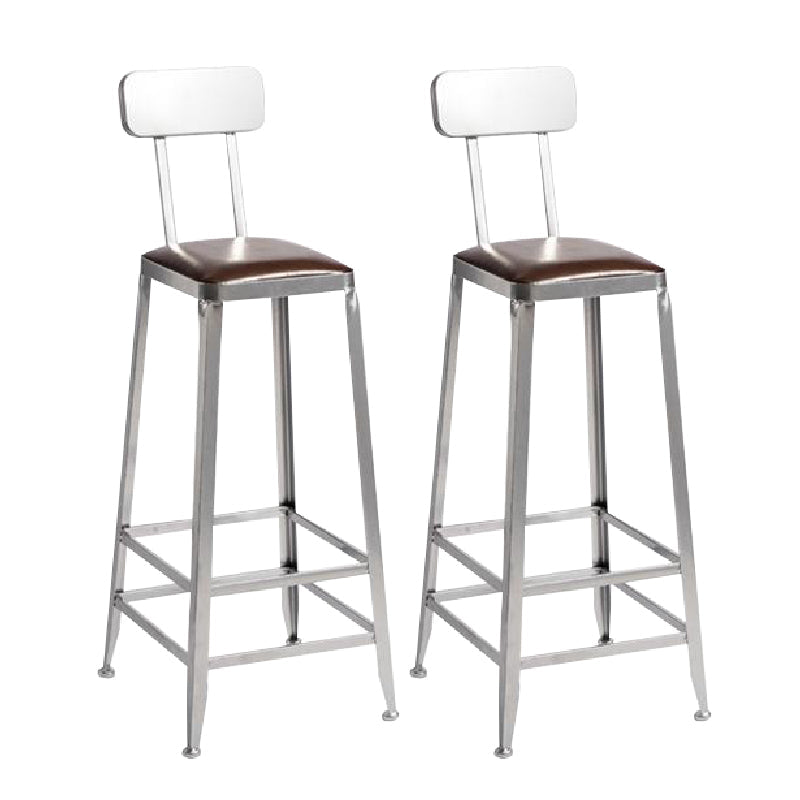 Industrial Iron Counter Height Stools Footrest Bar Stool for Indoor 2 Piece Set Low Back Bar Stool(31"H) Clearhalo 'Bar Furniture' 'Bar Stools' 'bar_stools' 'furn' 'furn_bar_stools' 'Furniture' 'Kitchen & Dining Furniture' 6320027