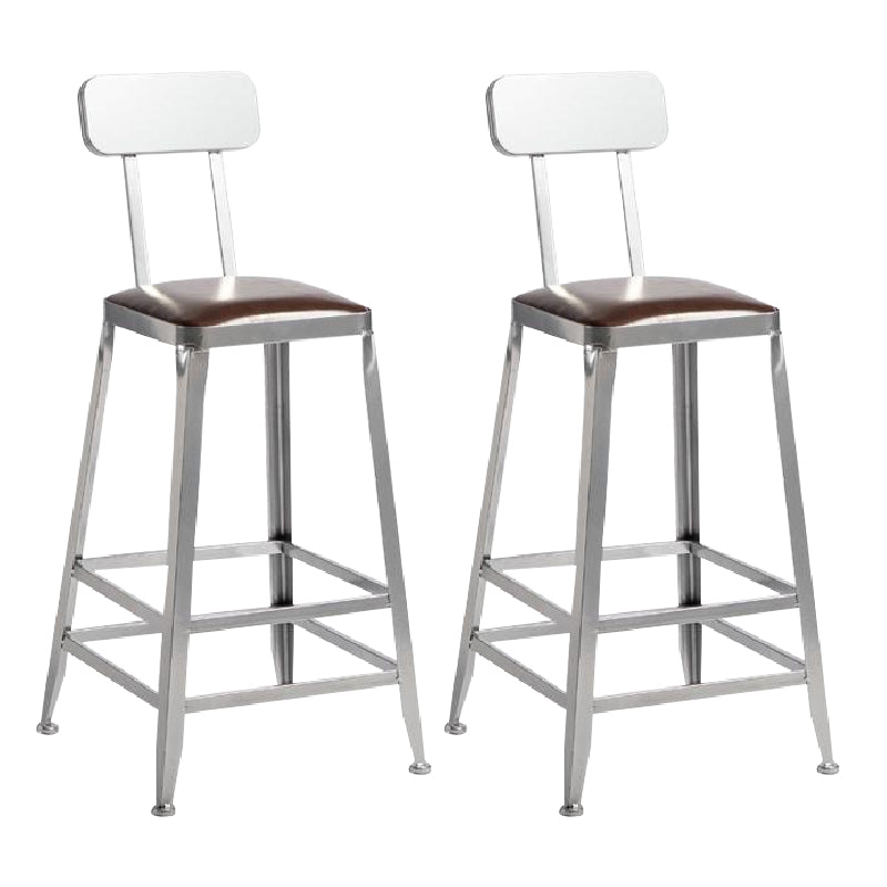 Industrial Iron Counter Height Stools Footrest Bar Stool for Indoor 2 Piece Set Low Back Counter Stool(26"H) Clearhalo 'Bar Furniture' 'Bar Stools' 'bar_stools' 'furn' 'furn_bar_stools' 'Furniture' 'Kitchen & Dining Furniture' 6320028