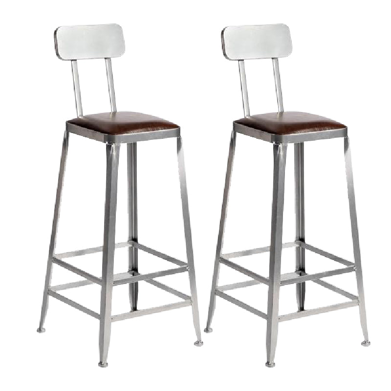 Industrial Iron Counter Height Stools Footrest Bar Stool for Indoor 2 Piece Set Low Back Bar Stool(30"H) Clearhalo 'Bar Furniture' 'Bar Stools' 'bar_stools' 'furn' 'furn_bar_stools' 'Furniture' 'Kitchen & Dining Furniture' 6320029