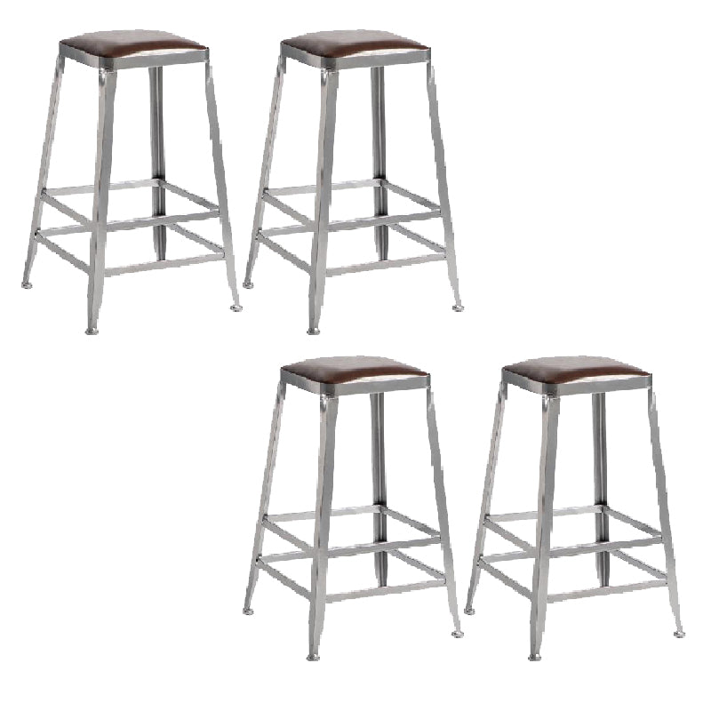 Industrial Iron Counter Height Stools Footrest Bar Stool for Indoor 4 Piece Set Backless Counter Stool(26"H) Clearhalo 'Bar Furniture' 'Bar Stools' 'bar_stools' 'furn' 'furn_bar_stools' 'Furniture' 'Kitchen & Dining Furniture' 6320032