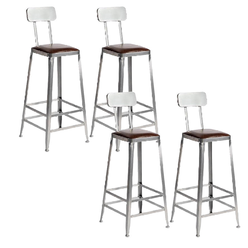 Industrial Iron Counter Height Stools Footrest Bar Stool for Indoor 4 Piece Set Low Back Bar Stool(30"H) Clearhalo 'Bar Furniture' 'Bar Stools' 'bar_stools' 'furn' 'furn_bar_stools' 'Furniture' 'Kitchen & Dining Furniture' 6320033