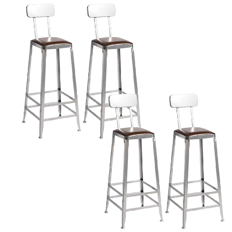 Industrial Iron Counter Height Stools Footrest Bar Stool for Indoor 4 Piece Set Low Back Bar Stool(31"H) Clearhalo 'Bar Furniture' 'Bar Stools' 'bar_stools' 'furn' 'furn_bar_stools' 'Furniture' 'Kitchen & Dining Furniture' 6320035