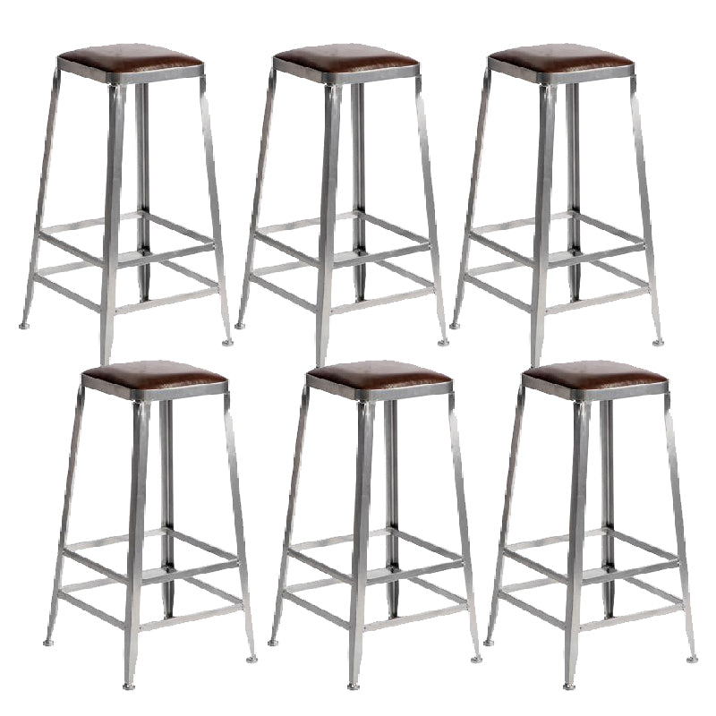 Industrial Iron Counter Height Stools Footrest Bar Stool for Indoor 6 Piece Set Backless Bar Stool(30"H) Clearhalo 'Bar Furniture' 'Bar Stools' 'bar_stools' 'furn' 'furn_bar_stools' 'Furniture' 'Kitchen & Dining Furniture' 6320036