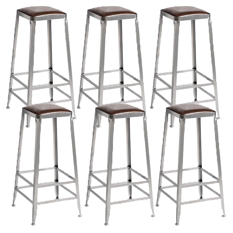 Industrial Iron Counter Height Stools Footrest Bar Stool for Indoor 6 Piece Set Backless Bar Stool(31"H) Clearhalo 'Bar Furniture' 'Bar Stools' 'bar_stools' 'furn' 'furn_bar_stools' 'Furniture' 'Kitchen & Dining Furniture' 6320037