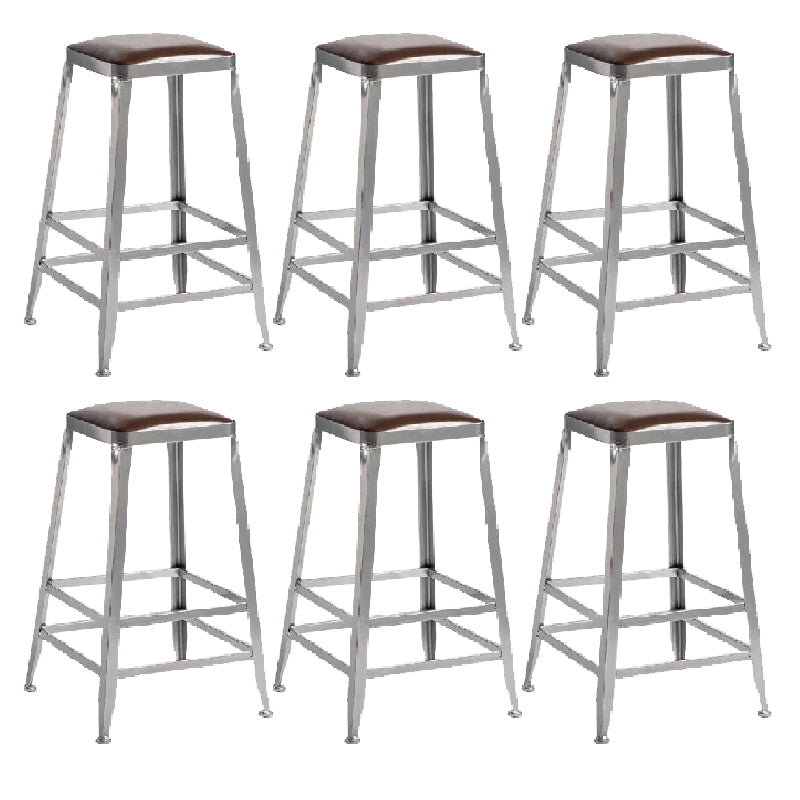 Industrial Iron Counter Height Stools Footrest Bar Stool for Indoor 6 Piece Set Backless Counter Stool(26"H) Clearhalo 'Bar Furniture' 'Bar Stools' 'bar_stools' 'furn' 'furn_bar_stools' 'Furniture' 'Kitchen & Dining Furniture' 6320038