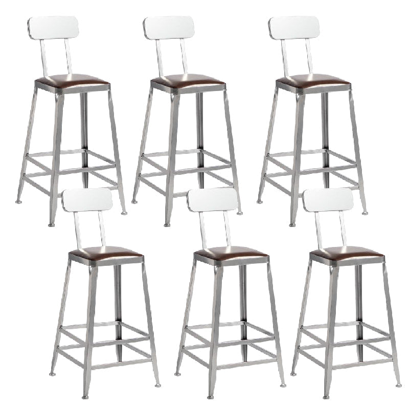 Industrial Iron Counter Height Stools Footrest Bar Stool for Indoor 6 Piece Set Low Back Counter Stool(26"H) Clearhalo 'Bar Furniture' 'Bar Stools' 'bar_stools' 'furn' 'furn_bar_stools' 'Furniture' 'Kitchen & Dining Furniture' 6320039