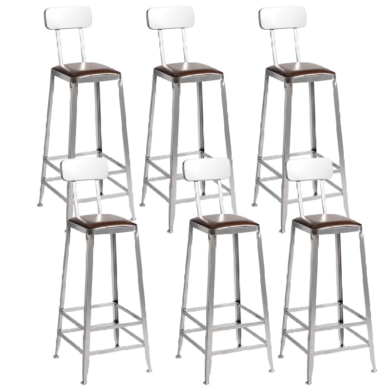Industrial Iron Counter Height Stools Footrest Bar Stool for Indoor 6 Piece Set Low Back Bar Stool(31"H) Clearhalo 'Bar Furniture' 'Bar Stools' 'bar_stools' 'furn' 'furn_bar_stools' 'Furniture' 'Kitchen & Dining Furniture' 6320040