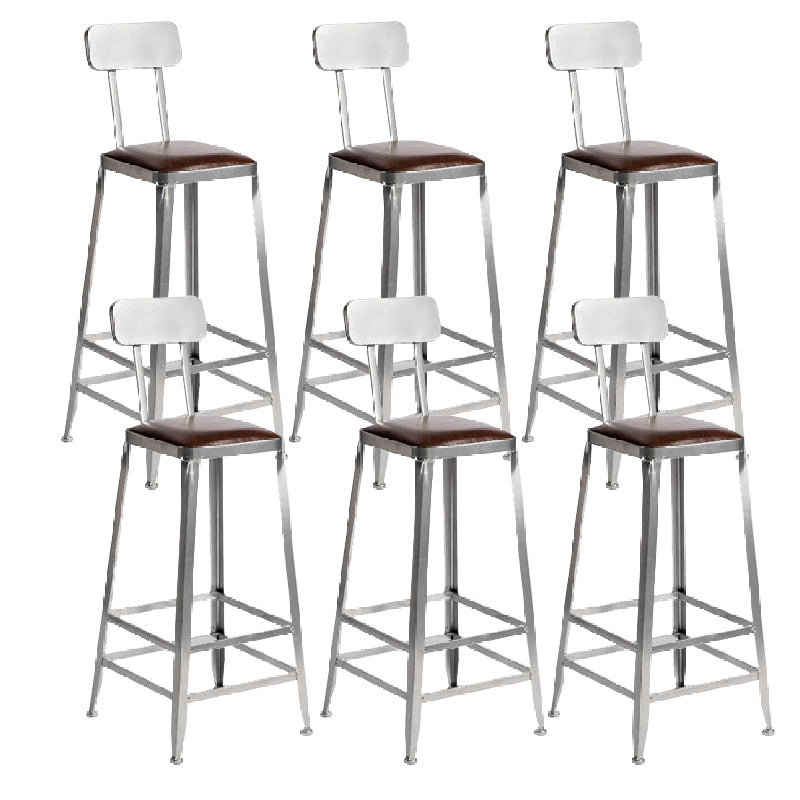 Industrial Iron Counter Height Stools Footrest Bar Stool for Indoor 6 Piece Set Low Back Bar Stool(30"H) Clearhalo 'Bar Furniture' 'Bar Stools' 'bar_stools' 'furn' 'furn_bar_stools' 'Furniture' 'Kitchen & Dining Furniture' 6320041