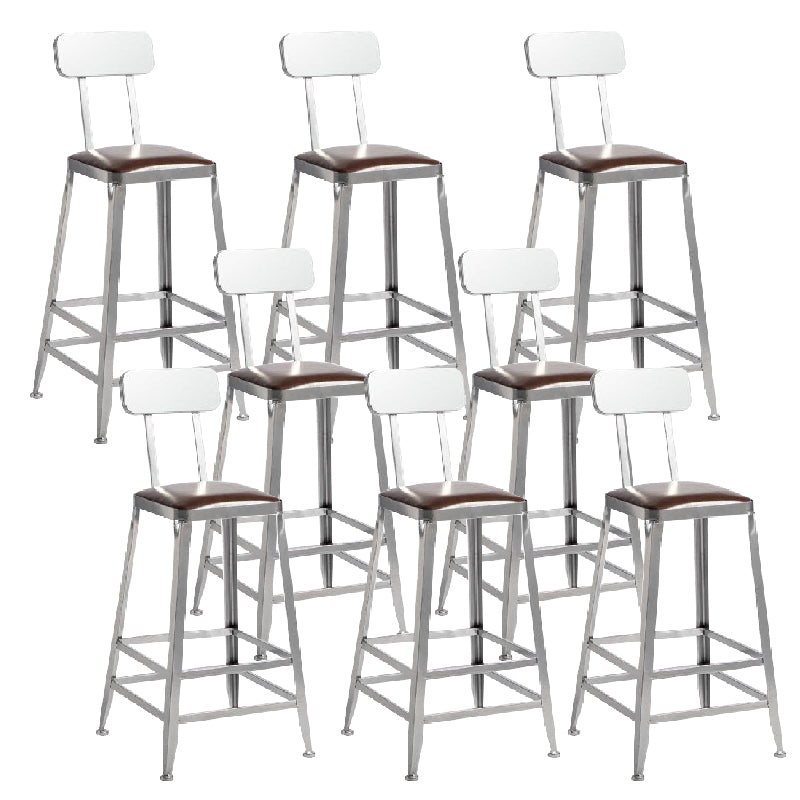 Industrial Iron Counter Height Stools Footrest Bar Stool for Indoor 8 Piece Set Low Back Counter Stool(26"H) Clearhalo 'Bar Furniture' 'Bar Stools' 'bar_stools' 'furn' 'furn_bar_stools' 'Furniture' 'Kitchen & Dining Furniture' 6320044