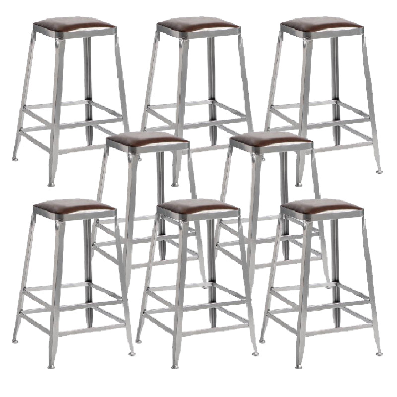 Industrial Iron Counter Height Stools Footrest Bar Stool for Indoor 8 Piece Set Backless Counter Stool(26"H) Clearhalo 'Bar Furniture' 'Bar Stools' 'bar_stools' 'furn' 'furn_bar_stools' 'Furniture' 'Kitchen & Dining Furniture' 6320046